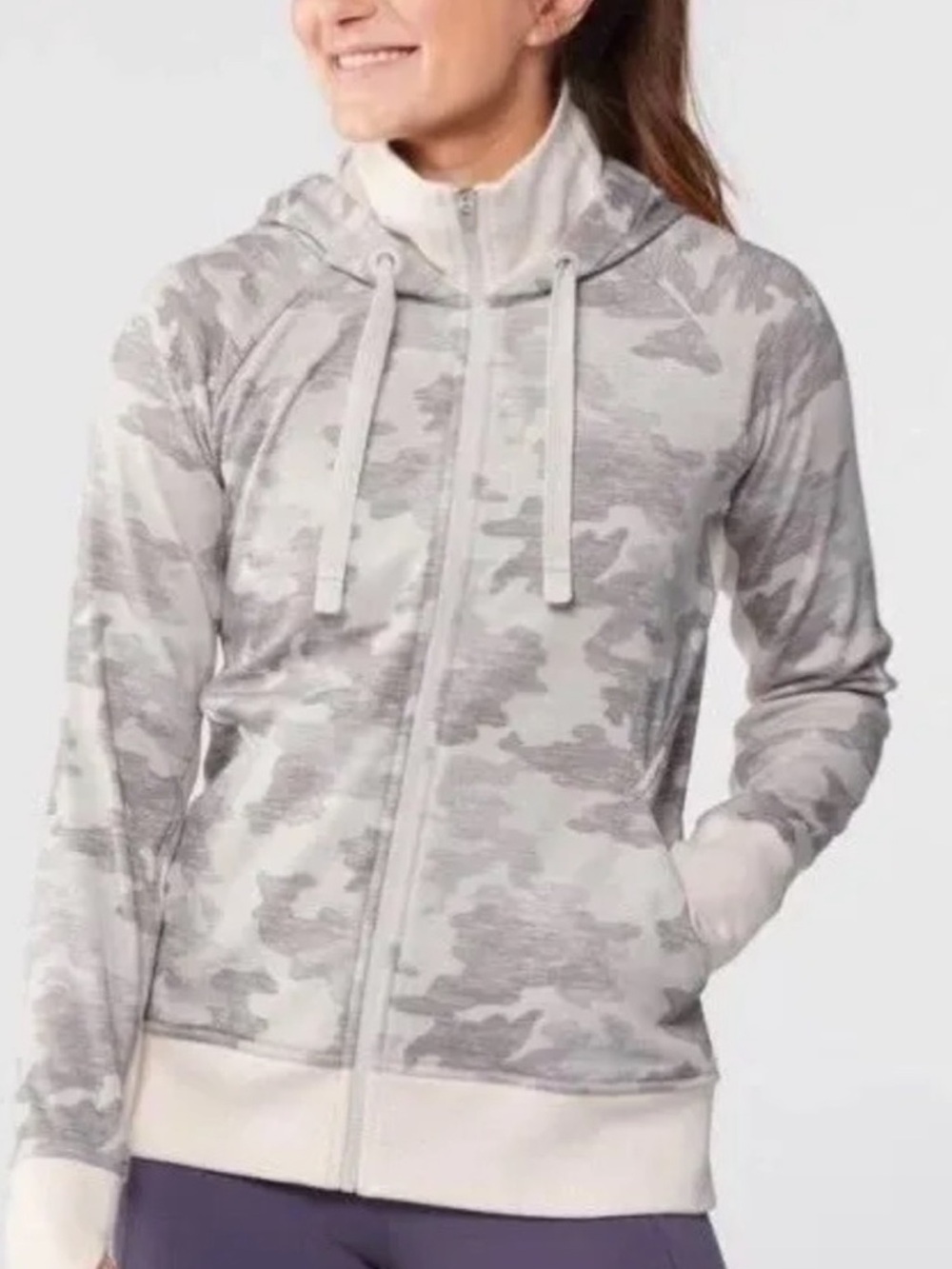 Athleta Women's Light Gray Camo Full-Zip Hoodie